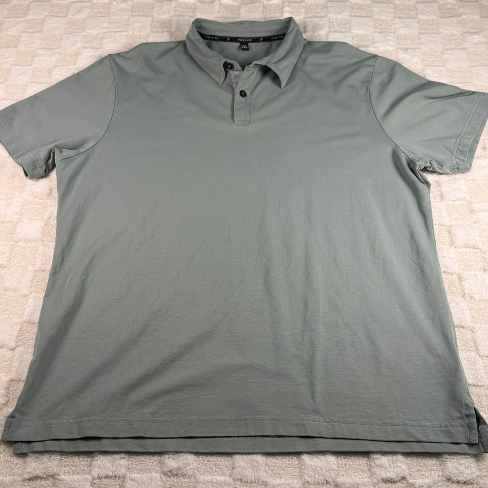 Public Rec Mens Go-To Polo Shirt 2XL Sage Green Pima Cotton Tencel Stretch‎